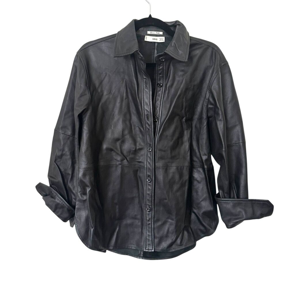 MNG Genuine Leather Button Down Shirt Black‎ X-Small